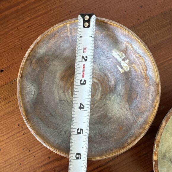 Studio Art Pottery Nesting Bowls Set 2 Handmade Signed Multicolored 6.2"x 2.25" - Picture 5 of 9